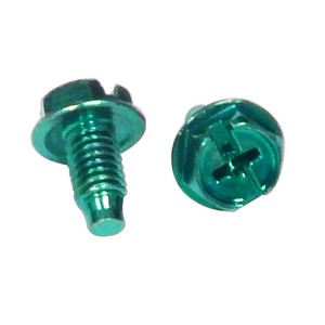An electrician's essential Green Grounding Screw for grounding applications.