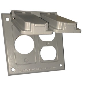 Two Gang Weatherproof Covers - 1 Single Receptacle and 1 Duplex Receptacle