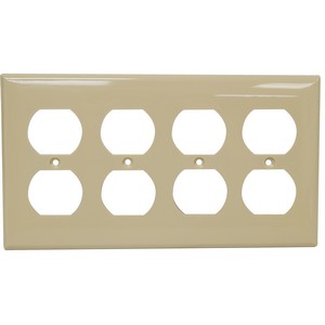 An abrasion resistant 4 Gang Wall Plate Duplex Receptacle.