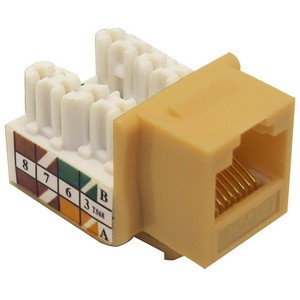 A color-coded Cat 5E Keystone Jack for multiple applications.
