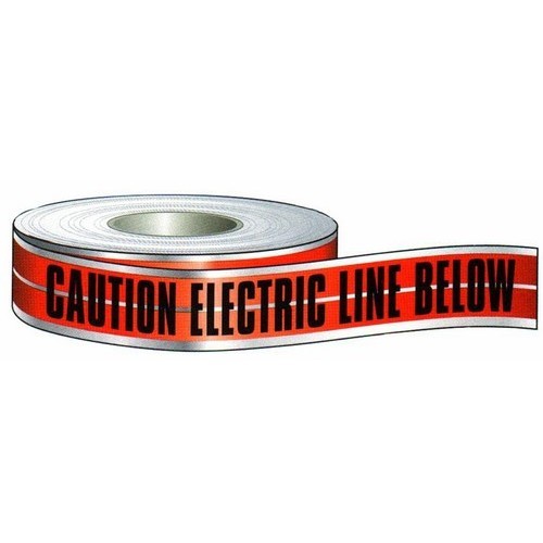 Morris Products Underground Electrical Caution Tape Length 300 ft Printed With Caution Buried Electric Line Below Black Red 3-inch Width Detectable from 12-18 Inch Depths 