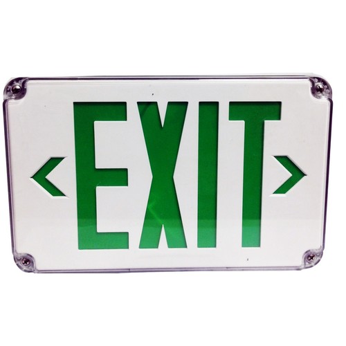 LED Wet Location Exit Signs Green Legend