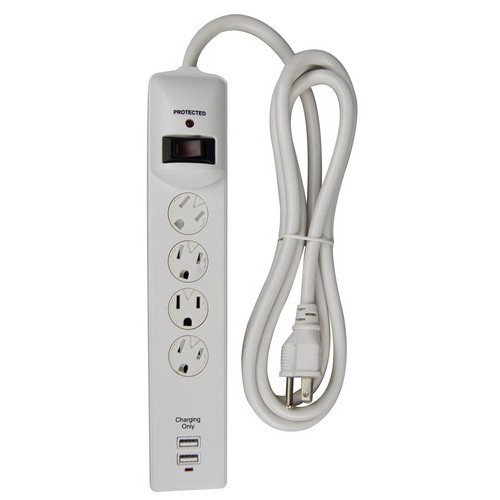 4 Outlet Surge Strp w2 2.1A USB ChargngP