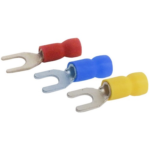 Uxcell 22-16 AWG Wire Cable Connector Fork Spade Terminal #8 with 200 Piece Red/Blue 